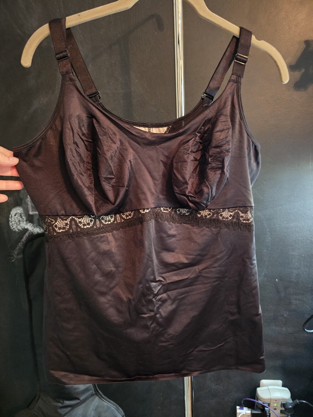 Ruby Ribbon Black Lace Cami Size 46